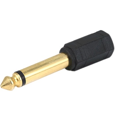 Adaptateur Jack 6,35mm mâle mono vers Jack 3,5mm femelle Stéréo plaqué Or