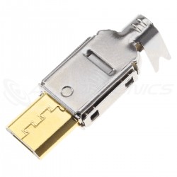 Connecteur Micro USB Mâle Plaqué Or avec Coque
