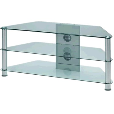 J001SC Meuble HIFI Support TV Verre et Aluminium Silver 1.08m