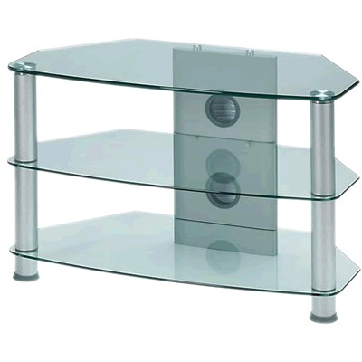 J003SC HIFI Stand TV Stand Glass and Aluminum Silver 0.76m