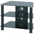 J007BB Low HIFI Stand TV Stand Glass and Aluminum Black 0.61m