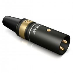 VIABLUE T6S Gold Plated 24k 3 Way Male XLR Connector Ø12mm Black (Unit)