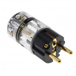 RAMM AUDIO Connecteur Secteur Schuko Type E/F Plaqué Or 24K Ø16.5mm Transparent