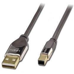 LINDY Câble USB-A Mâle vers USB-B Mâle 2.0 Plaqué Or 3m