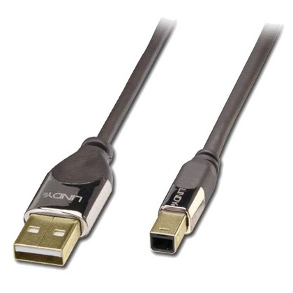 Lindy Câble USB-A Male/USB-B Male 2.0 Connecteurs Plaqué Or 1.0m
