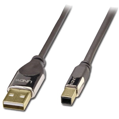 LINDY Câble USB-A Mâle vers USB-B Mâle 2.0 Plaqué Or 1m