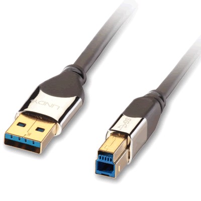 LINDY Câble USB-A Mâle vers USB-B Mâle 3.0 Plaqué Or 1m