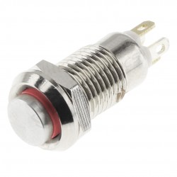 Push Button with Red Circle Light 1NO 36V 1A Ø8mm Silver