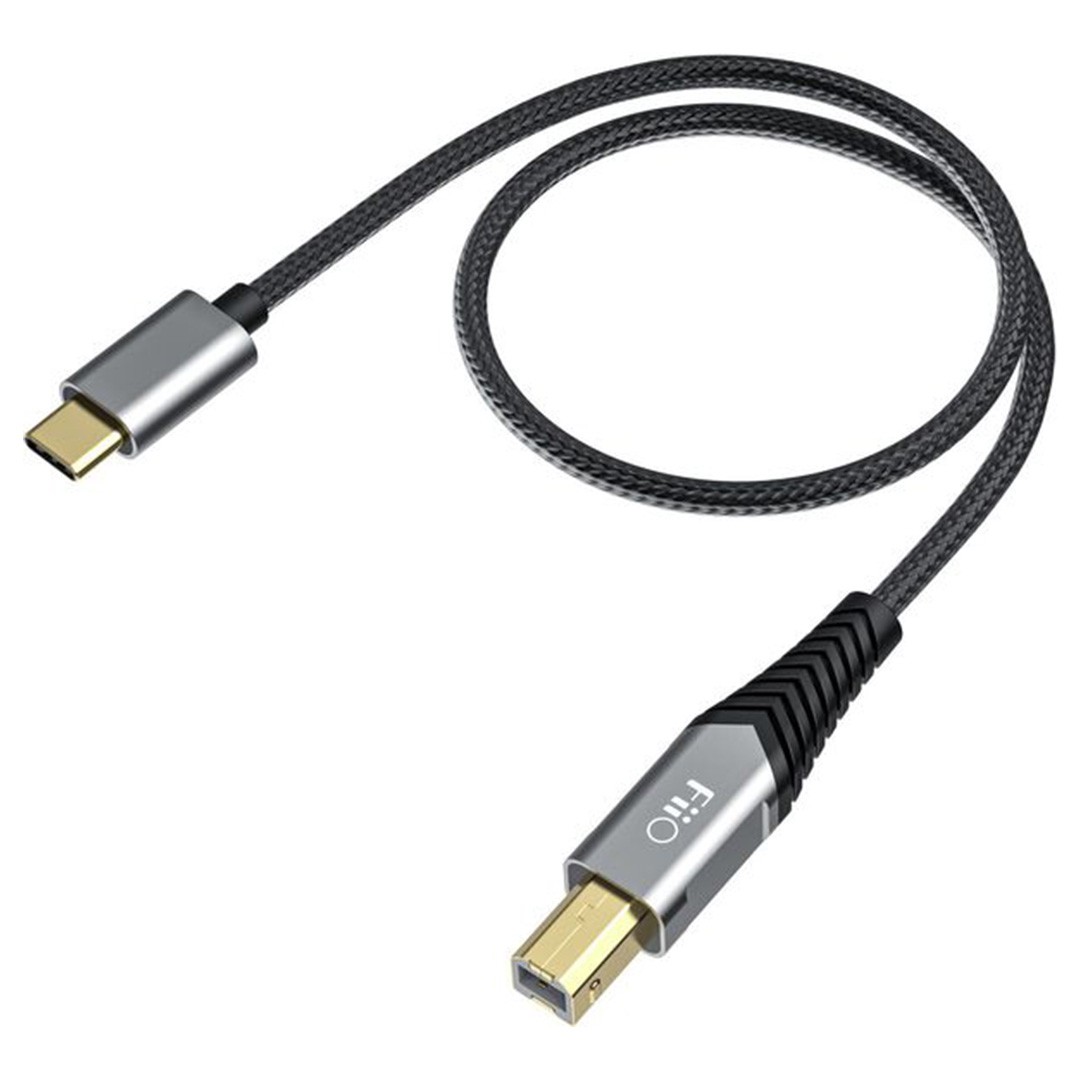 FIIO LD TC1 Câble USB-C Mâle vers USB-B Mâle Cuivre Monocristallin Double Blindage Plaqué Or 0.5m