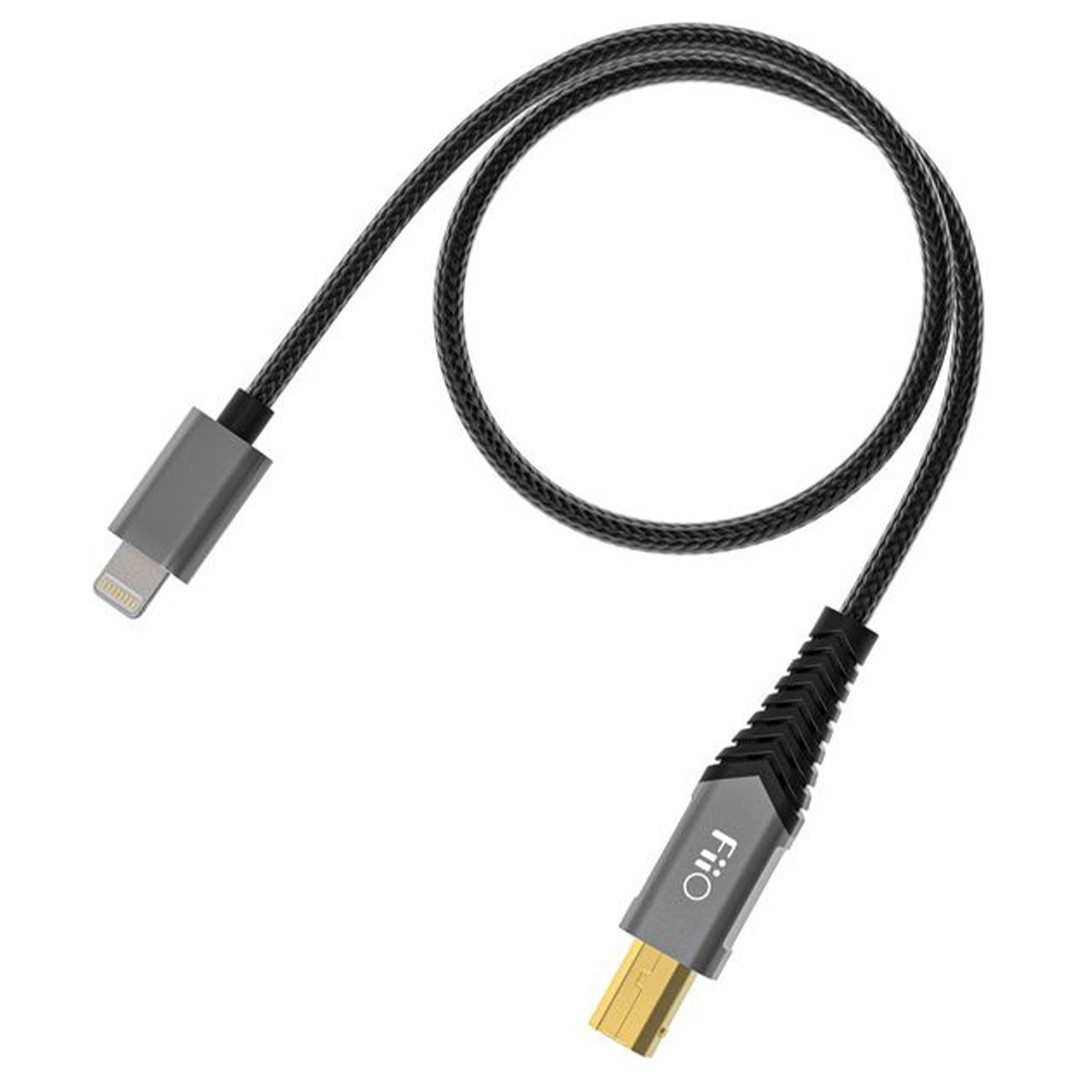 FIIO LD LT1 Câble Lightning Mâle vers USB-B Mâle Cuivre Monocristallin  Double Blindage Plaqué Or 0.5m - Audiophonics