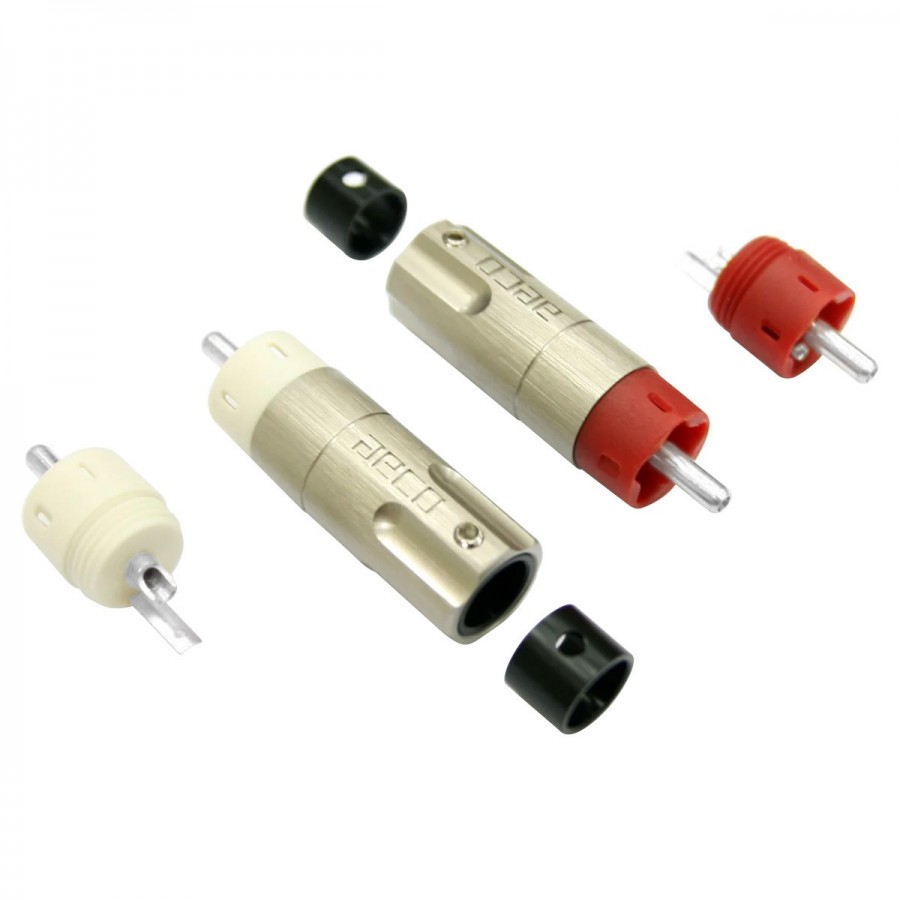 thumbnail interactive-video image 1 of Happsoundart 4-Pack (2 Pair) Three-Layer Plated Tellurium Copper RCA Plugs 1 of 5