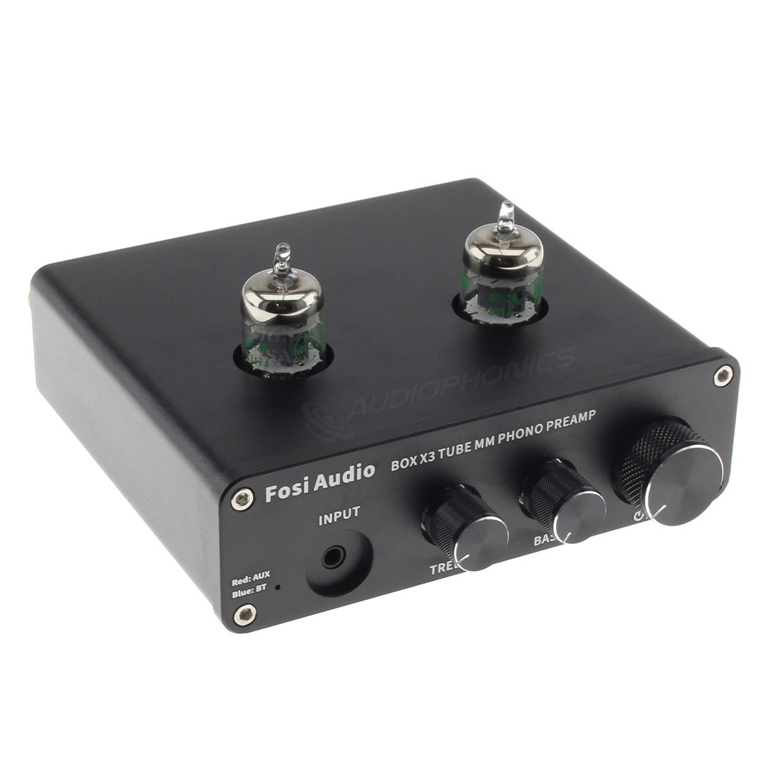 FOSI AUDIO BOX X3 MM Phono Preamplifier with Tubes 2xGE5654 Stereo Bluetooth 5.0 Black