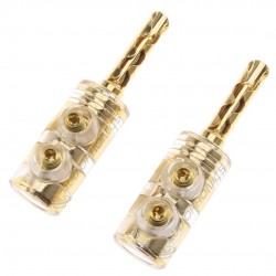 Fiches Banane BFA Plaqué Or 24k Ø5mm (La paire)