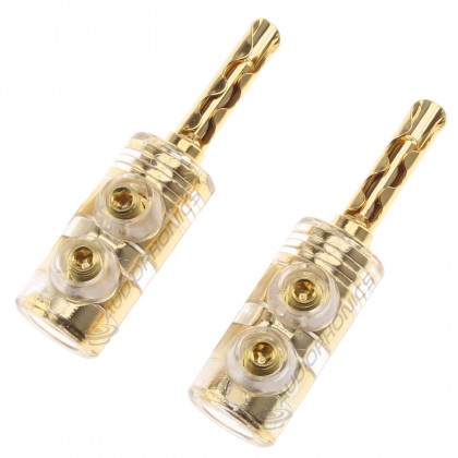 Fiches Banane BFA Plaqué Or 24k Ø5mm (La paire)