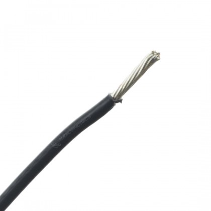 Wiring Cable Silver Plated OFC Copper 1.5mm² PTFE Sheath Ø2mm Black
