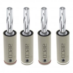 AECO ABP-1111S Fiches Banane Cuivre Plaqué Argent Ø6mm (Set x4)