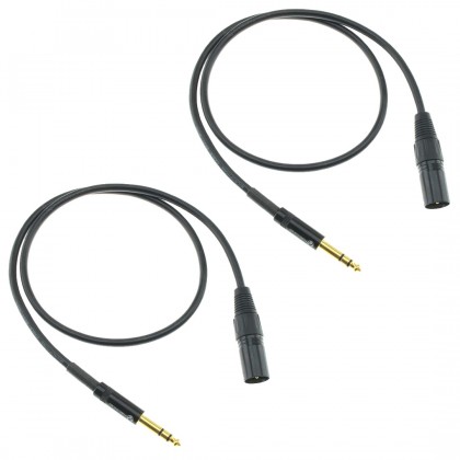 Câble de Modulation Symétrique Jack 6.35mm TRS Mâle vers XLR 3 Pôles Mâle Cuivre OFC 75cm (La paire)