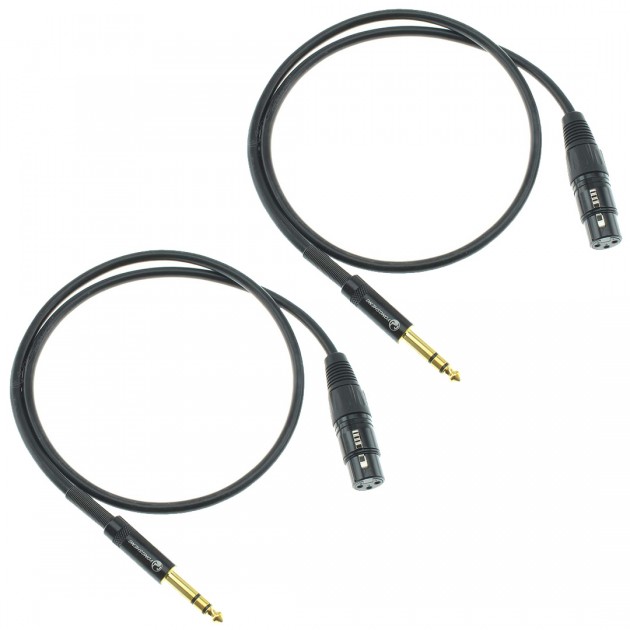 cable XLR 3 broches Femelle vers JACK 6.35 mâle symetrique 1m5 noir