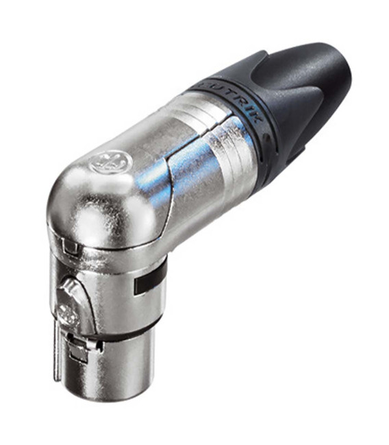 Connecteur XLR Femelle Coudé Neutrik NC3FRX – 3 Pôles, Argenté, Qualité Pro Pour Audio & Sono