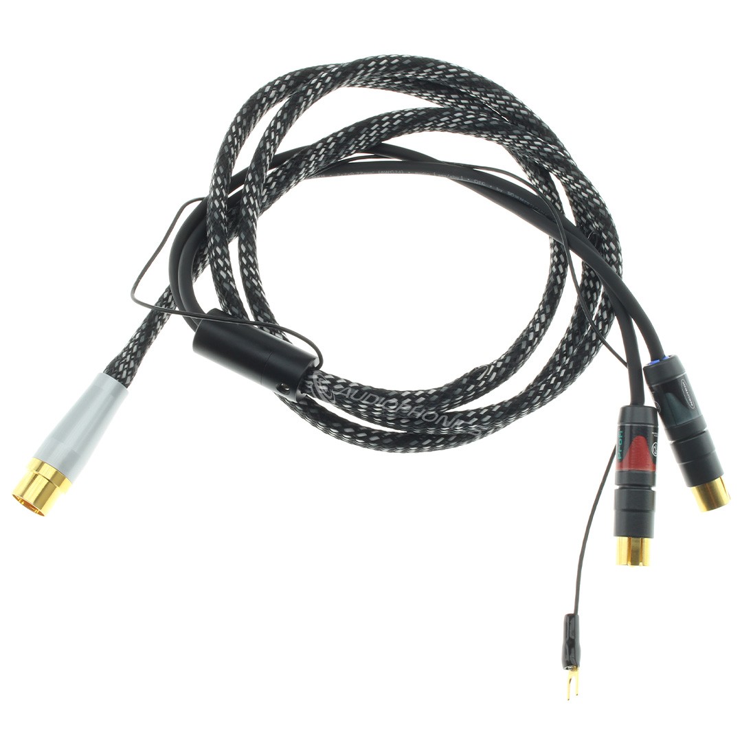 Câble RCA Mono Mâle vers Jack 3.5mm Mono Mâle Cuivre Argent Plaqué Or 1.5m  - Audiophonics