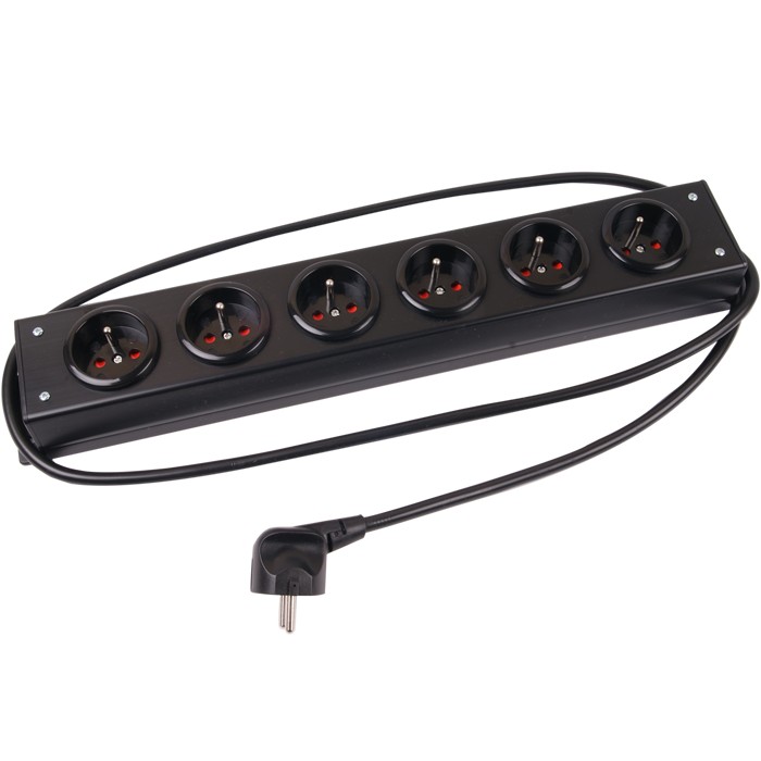 MultiPrise 6 Ports Professional Quality 1.5m Black