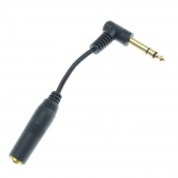 Adapter cable Jack 6.35mm male stereo angled to Jack 6.35mm female stereo