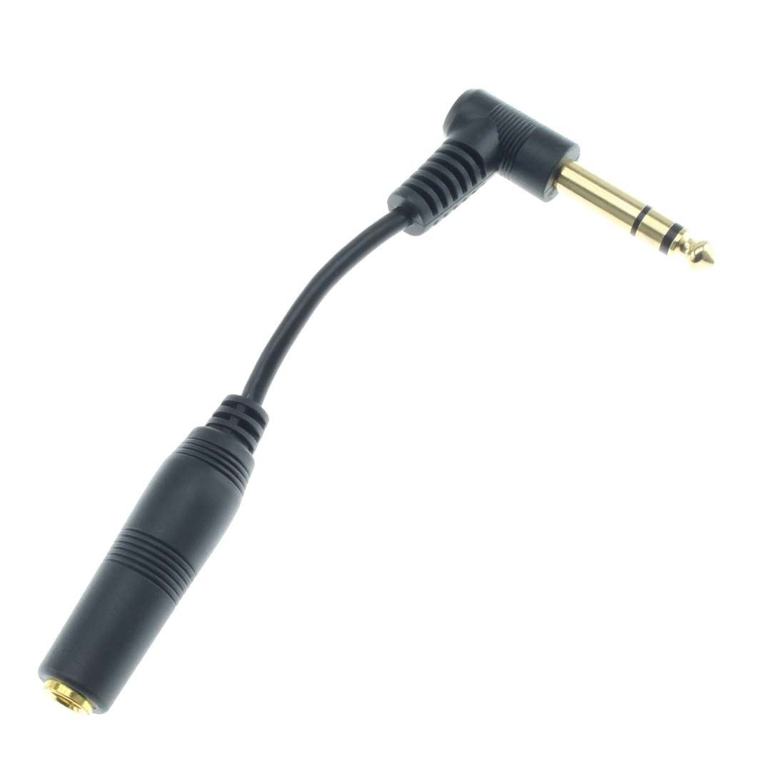 Adaptor Cable Male Stereo Jack 6.35mm to Angled Female Stereo Jack 6.35mm