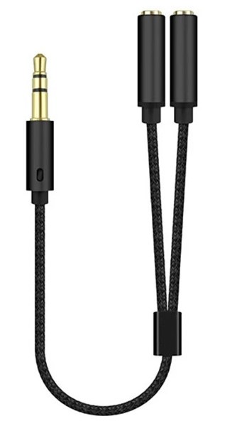 Cable Y splitter Jack male 3.5mm to 2 Jack female 3.5mm 25cm