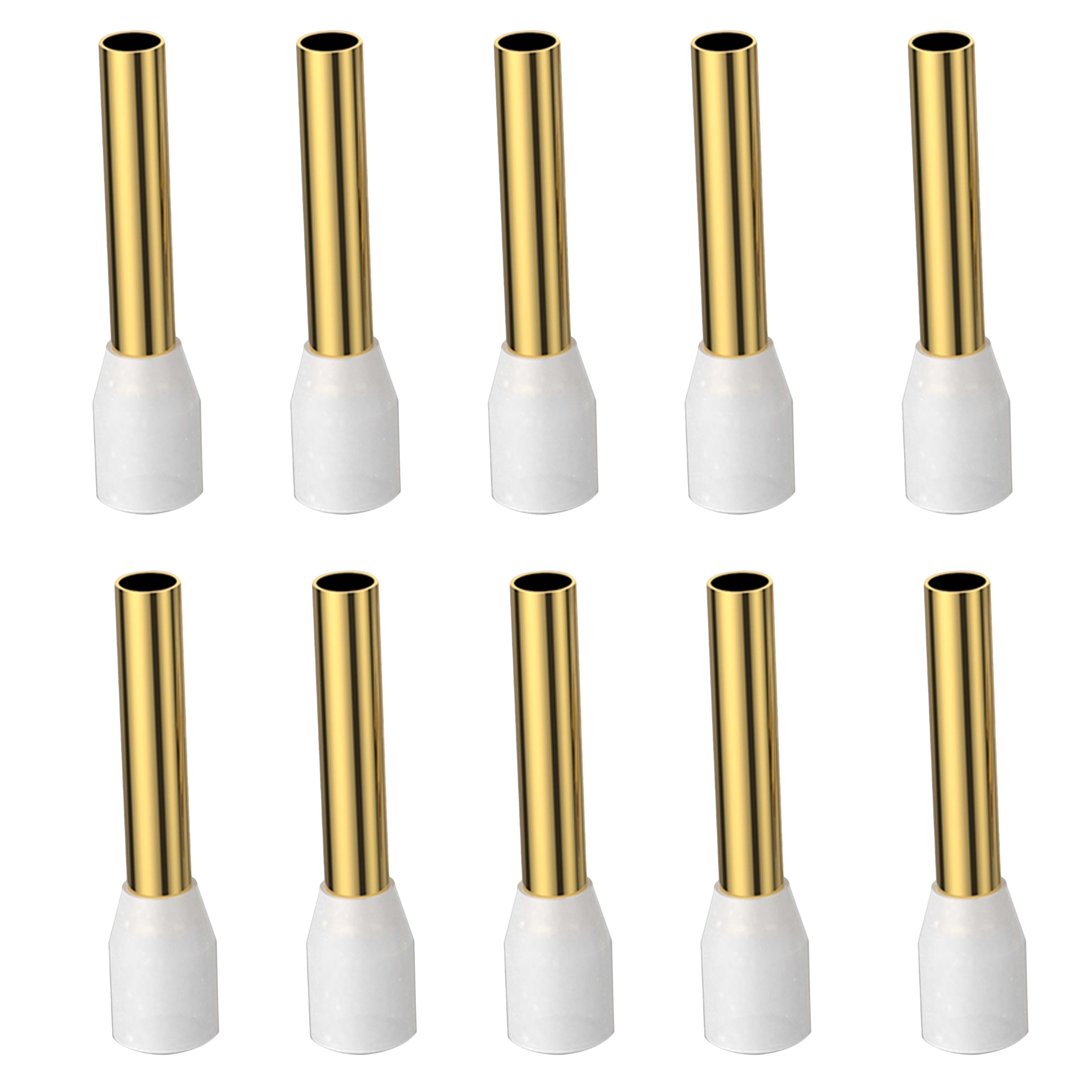 VIBORG VB1020G Embouts à Sertir avec Isolant pour Câble Cuivre Plaqué Or 24k 10mm² (Set x10)