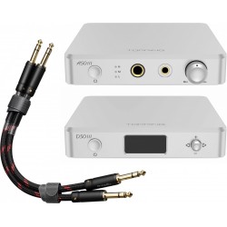 Pack Topping A50 III DAC + A50 III Headphone Amplifier + TCT1 Jack 6.35mm TRS 25cm Cables Silver