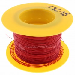 Wiring Cable Single Strand Silver Plated OFC Copper PTFE Sheath 0.05mm² Ø0.5mm Red