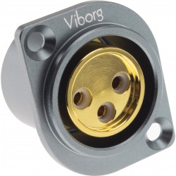 VIBORG CF201 (G) Embase XLR Femelle 3 Pôles Cuivre Pur Plaqué Argent / Or 24k 3μ (Unité)