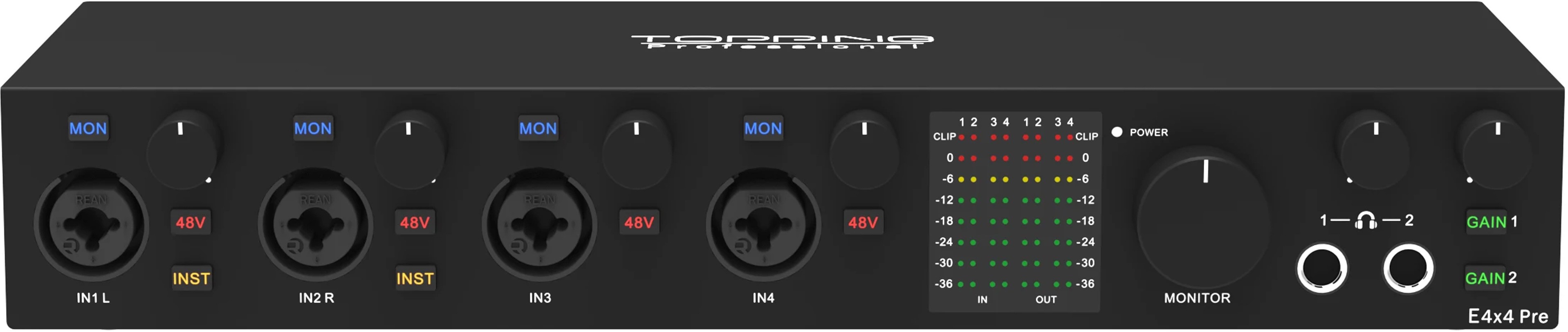 TOPPING PROFESSIONAL E4X4 PRE Audio Interface USB 4 In 4 Out 24bit 192kHz