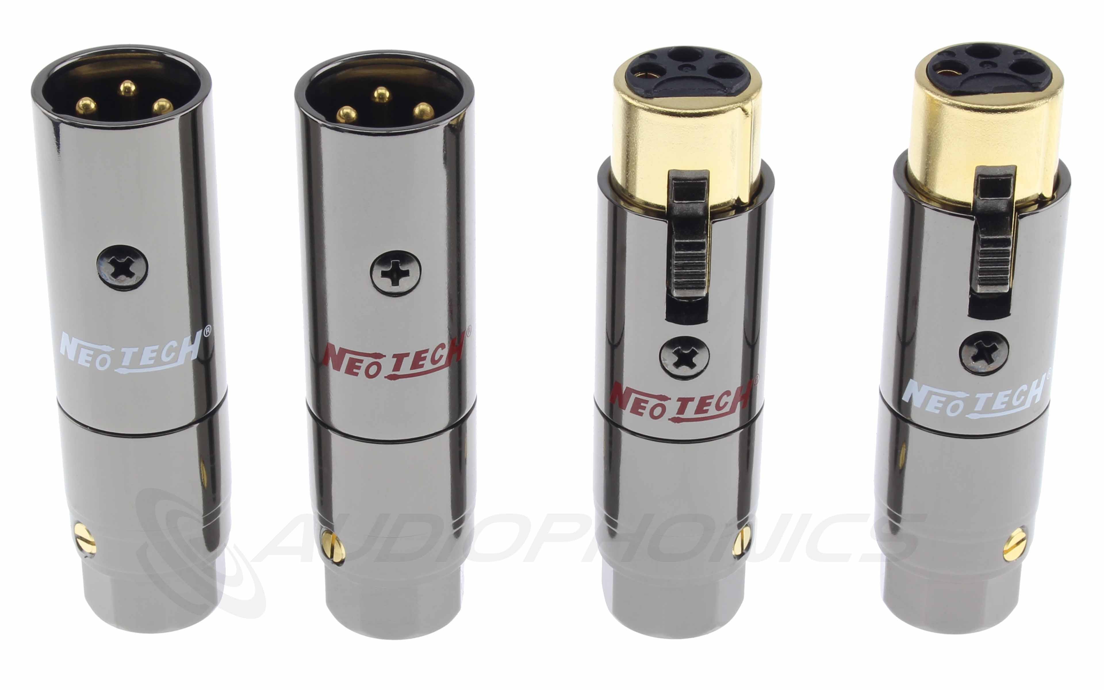 NEOTECH NEX-OCC II Male / Female XLR Connectors 3-Pole Silver / Gold Plated Cryo Copper UP-OCC Ø13mm (Set x4)