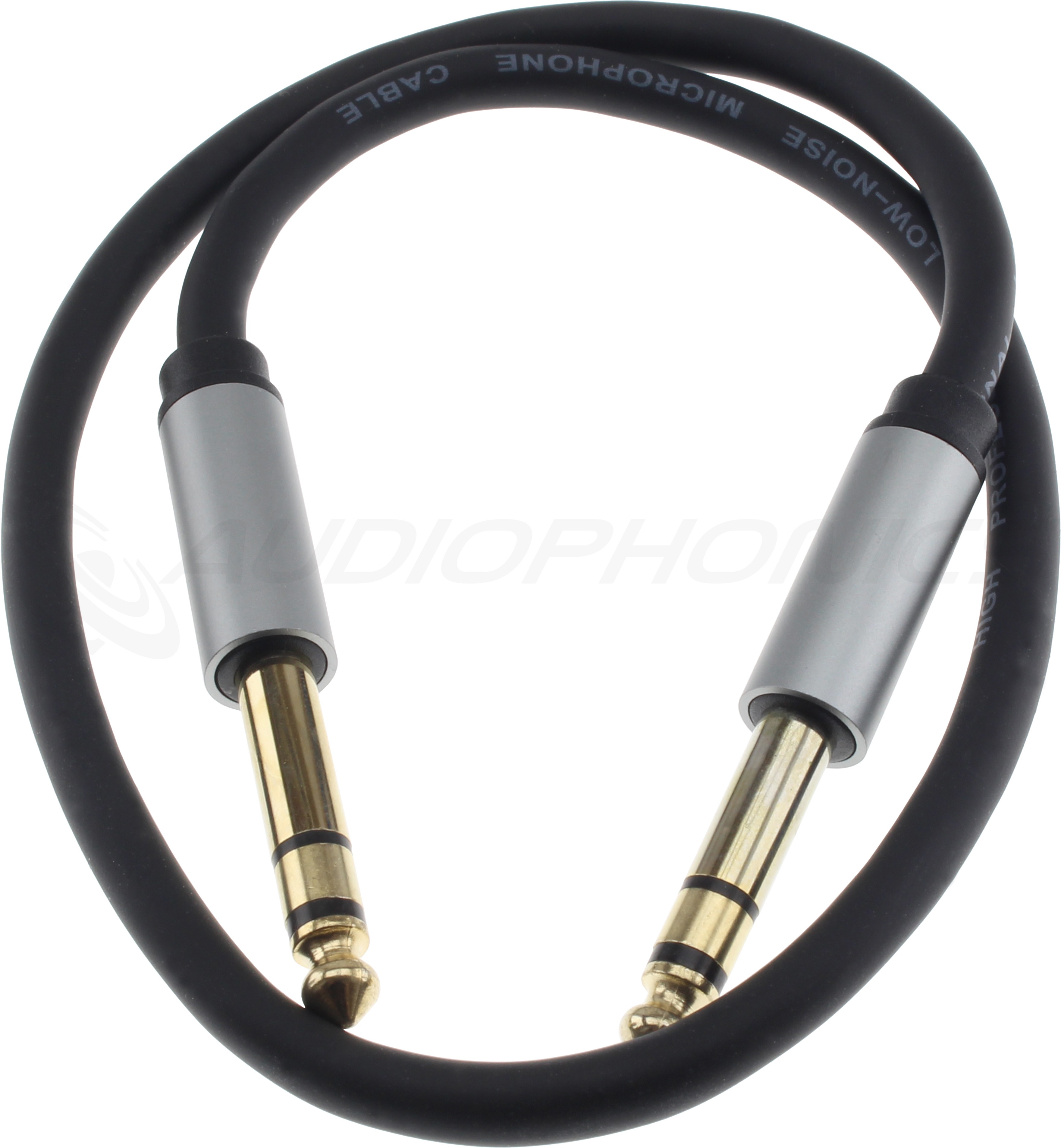 Male Jack 6.35mm to Male Jack 6.35mm Stereo Cable Shielded Gold Plated 0.5m