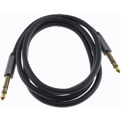 Male Jack 6.35mm to Male Jack 6.35mm Stereo Cable Shielded Gold Plated 1m