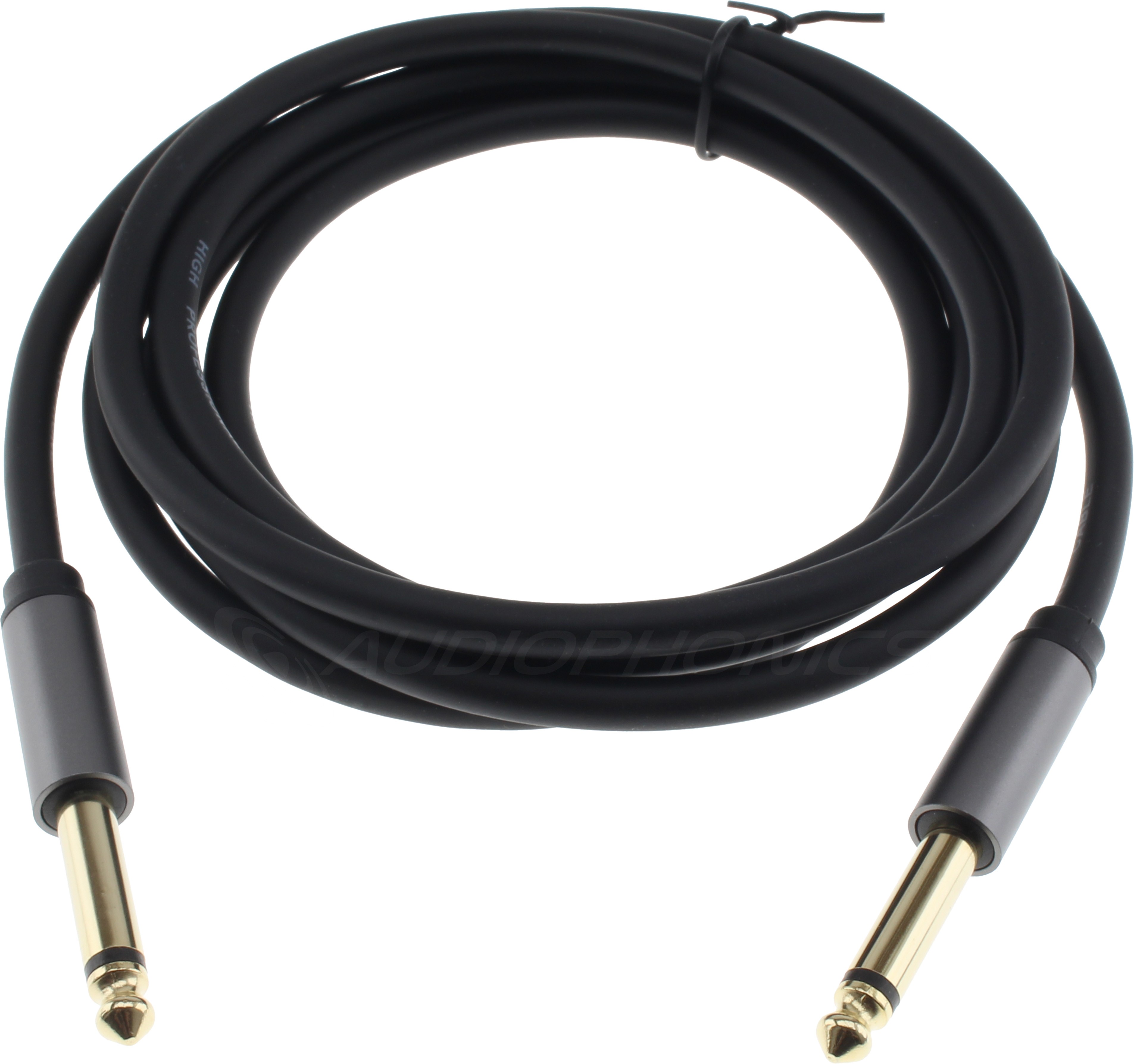 Male Jack 6.35mm to Male Jack 6.35mm Mono Cable Shielded Gold Plated 2m