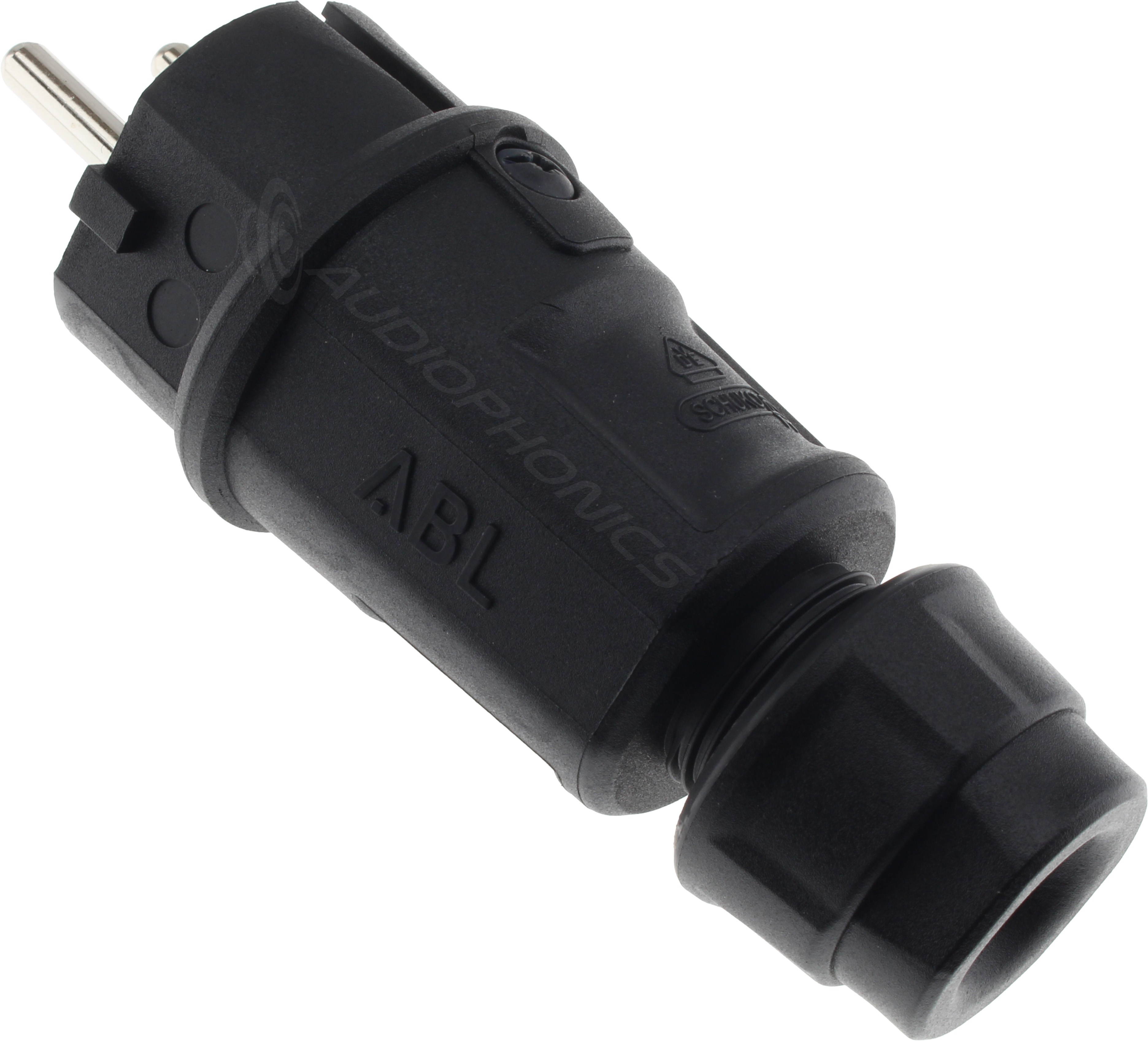 ABL HIGHTECH Schuko Connector E/F Type 16A IP54 Ø12.5mm Black