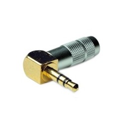 OYAIDE P-3.5GL Connecteur Jack 3.5mm stéréo Coudé plaqué Or Ø6mm (Unité)