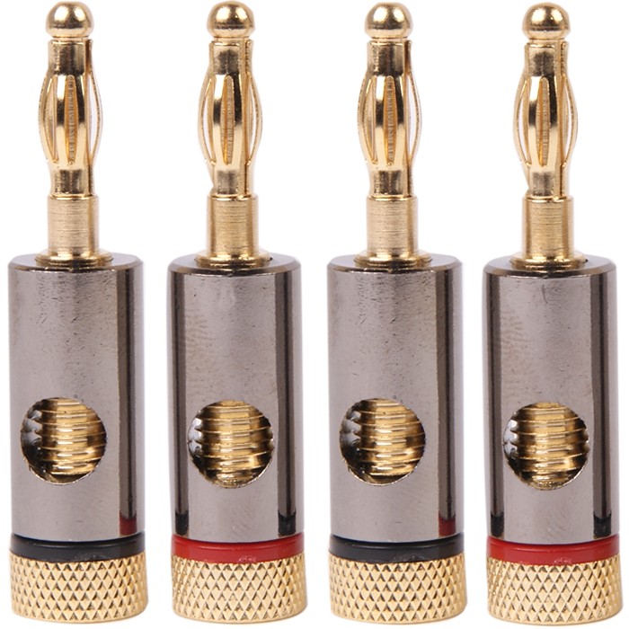 DYNAVOX Banana Plug Gold Plated Ø6mm (Set x4) Grey