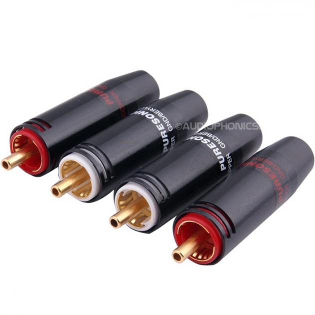 生産完了商品 aeco RCA Plug ARP-4045R， 4pcs/1set， Rhodium Plating， Vacuum bag 