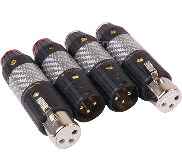 GAOFEI GF-FG020XLR Connecteurs XLR Mâle / Femelle 3 Pôles Plaqués Rhodium Ø11mm (Set x4)