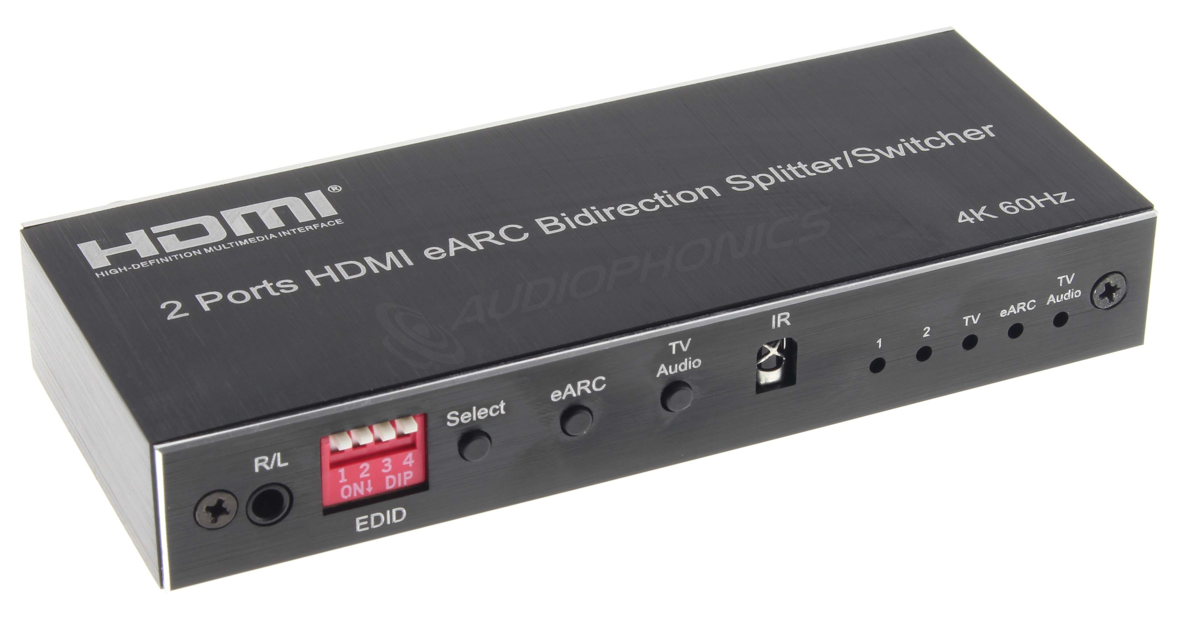 HDMI switcher / eARC Splitter 4K60Hz HDMI 2x1 eARC 1x2 to Toslink optical and Coaxial SPDIF