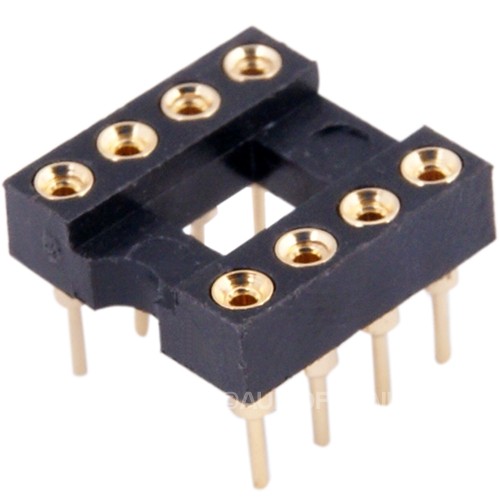 Gold-plated DIP8 socket holder for printed circuit boards