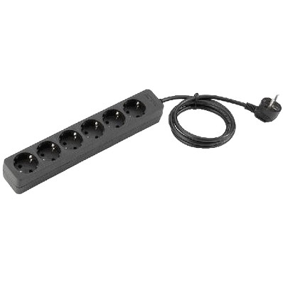 SCHUKO 6 Port Socket Black PVC