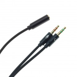 Y-splitter cable 3.5mm jack female to 2 3.5mm jack male 25cm