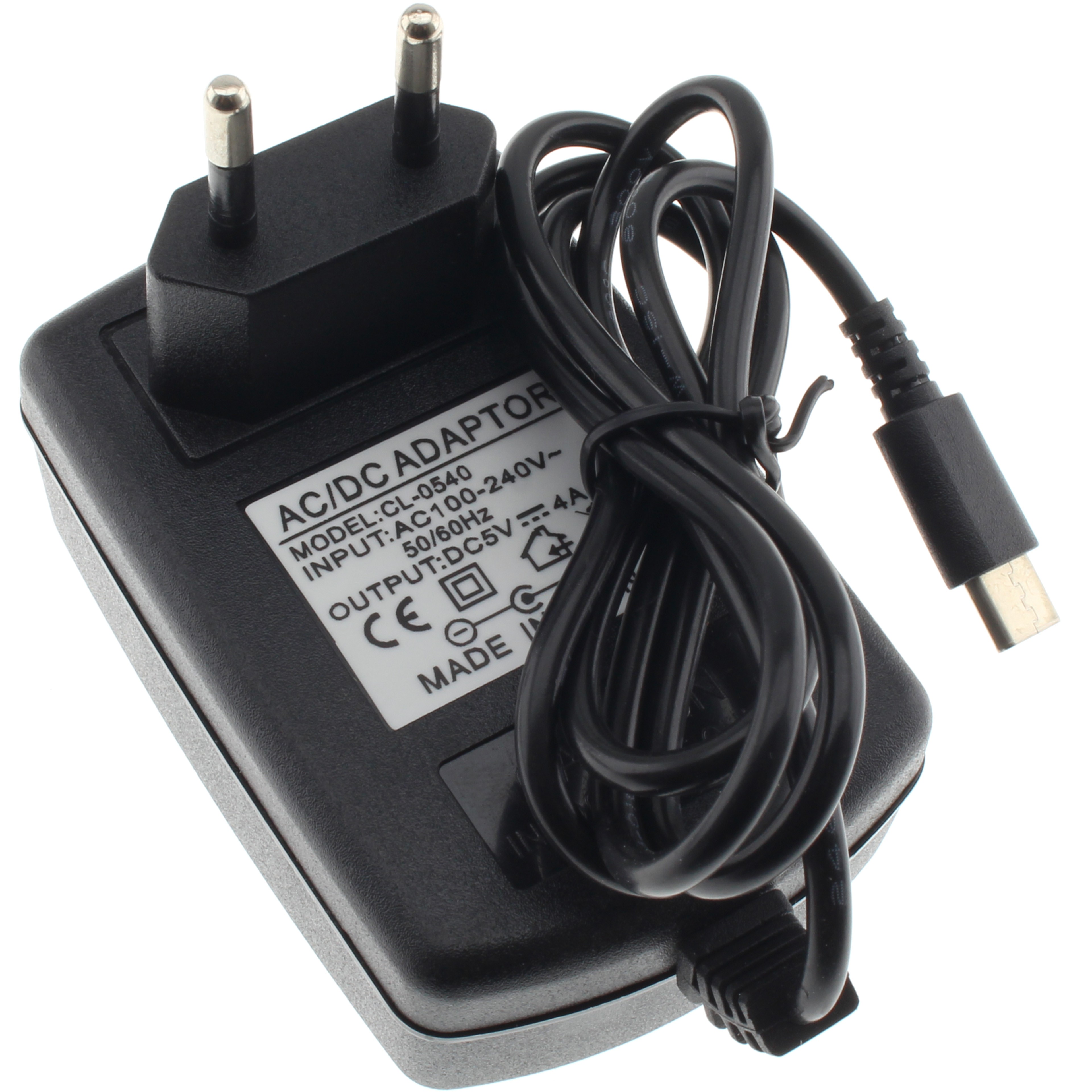 USB-C Mains Adapter Power Supply 100-240V AC to 5V 4A DC