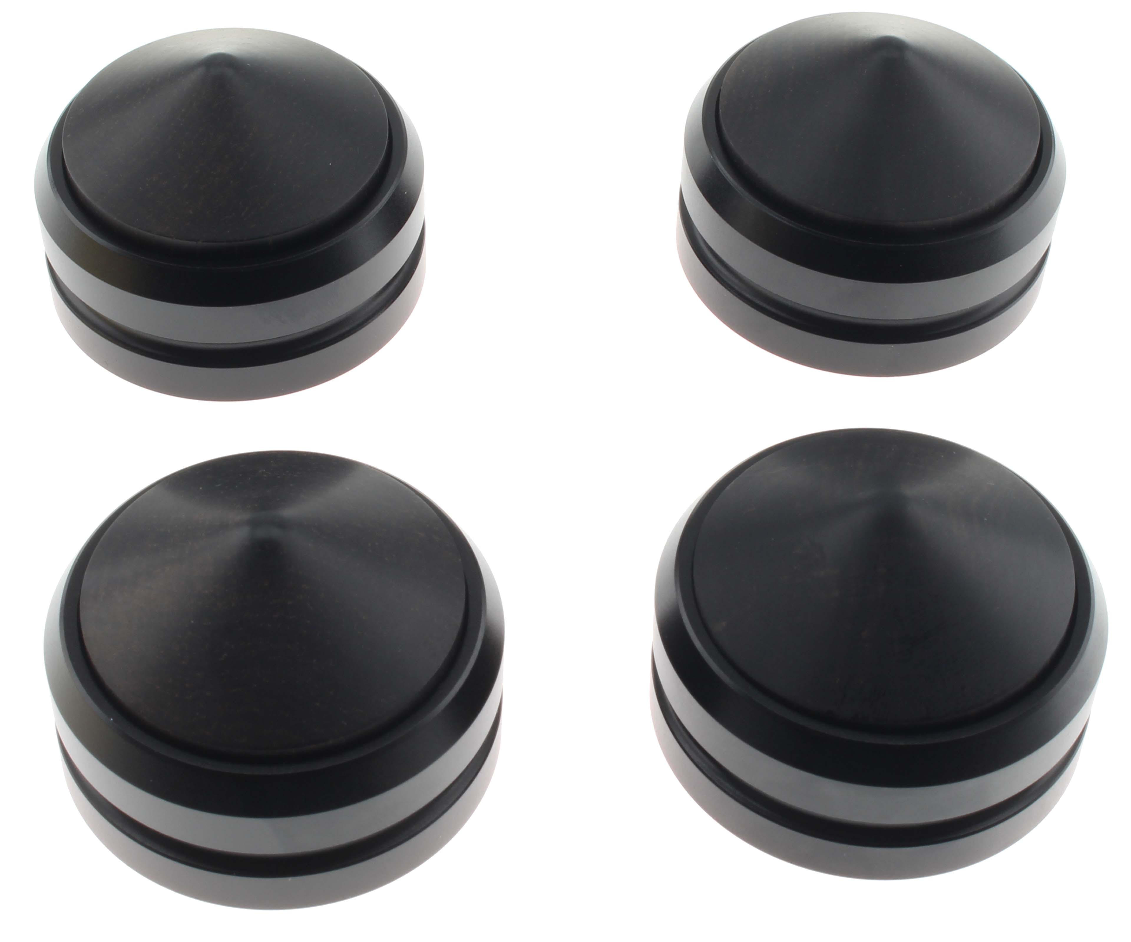 Absorbeurs avec Pointes en Silicone / Aluminium / Bois Ø52.5x37mm Noir (Set x4)