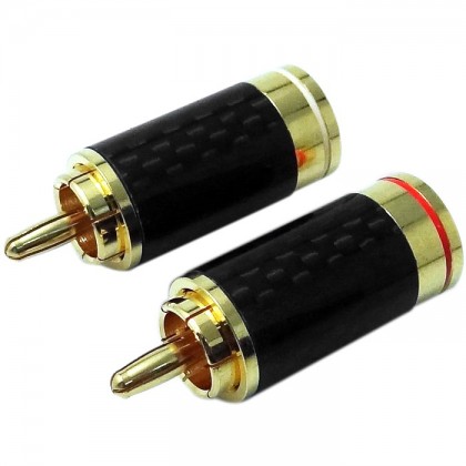 W&M Audio CS-315G Connecteurs RCA Carbone plaqués Or (x2) Ø6.5mm