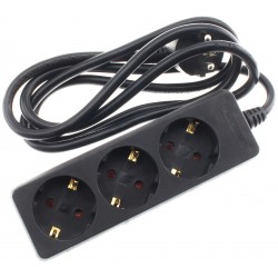 Power Distributor 3 Plugs Schuko Black